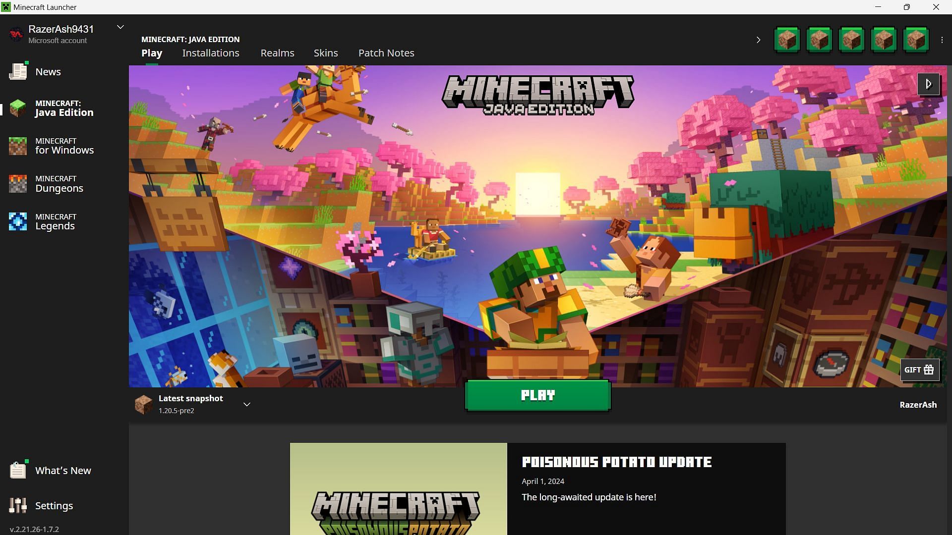Open the official game launcher (Image via Mojang Studios)