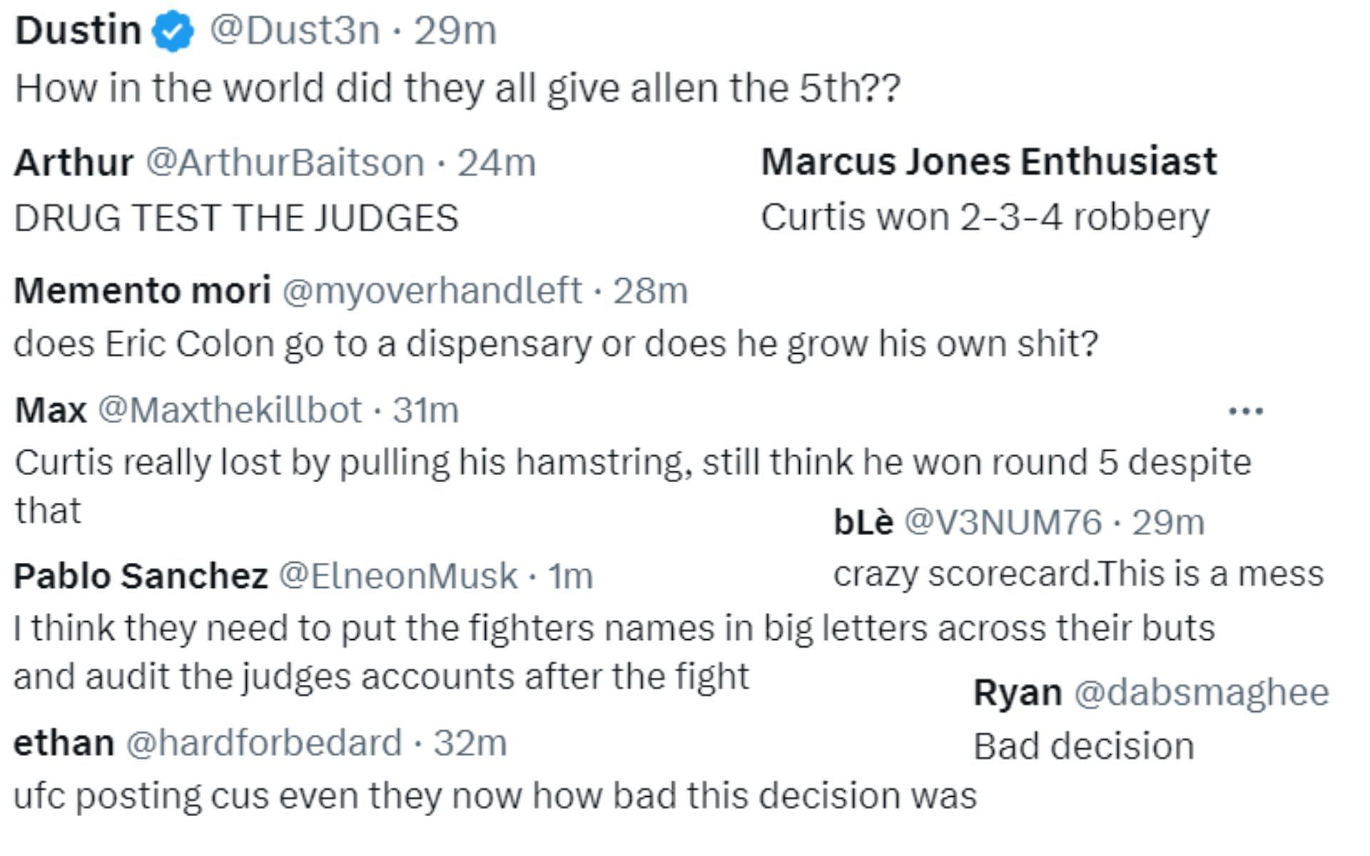 Fan reactions to Chris Curtis&#039; split-decision loss to Brendan Allen