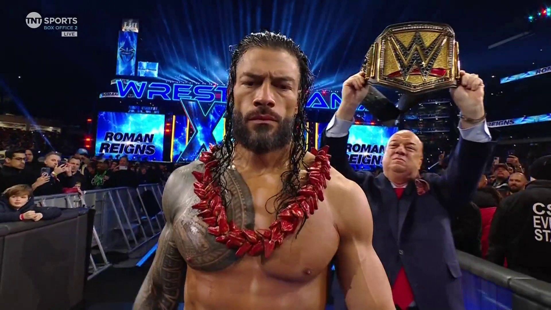 Roman Reigns making his way to WrestleMania XL