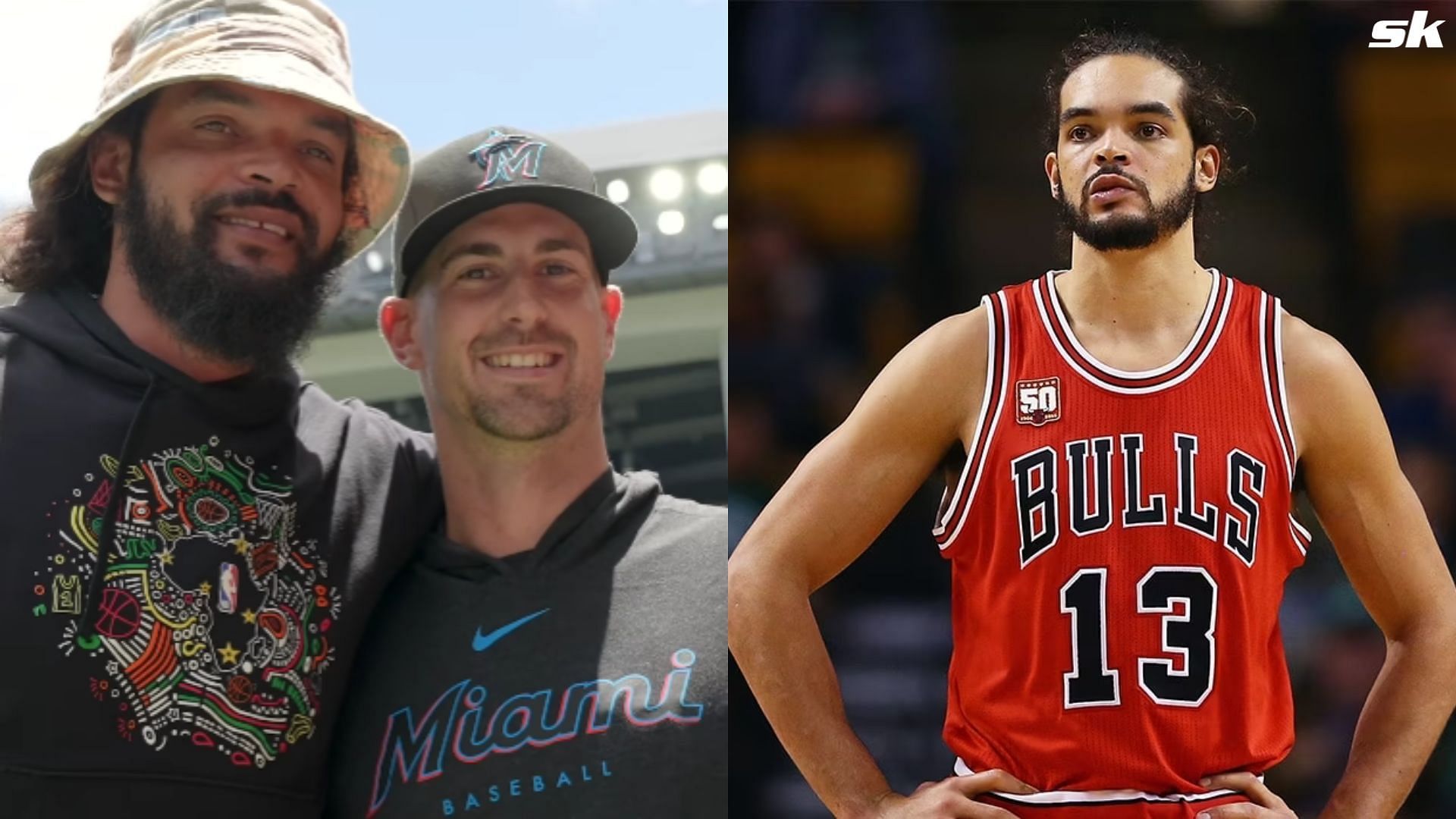 Joakim Noah throws ceremonial first pitch at LoanDepot Park on Sunday