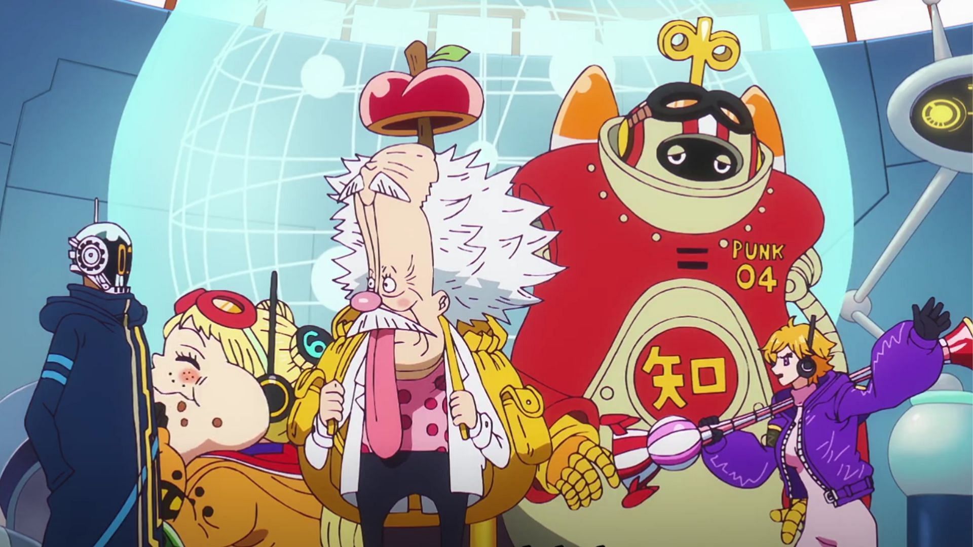 Vegapunk and his satellites as seen in the One Piece episode 1102 (Image via Toei)