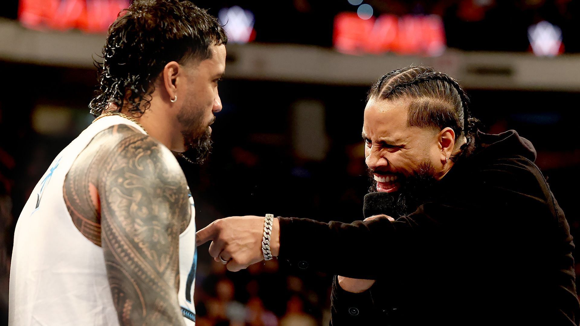 Jey and Jimmy Uso on an episode of RAW.