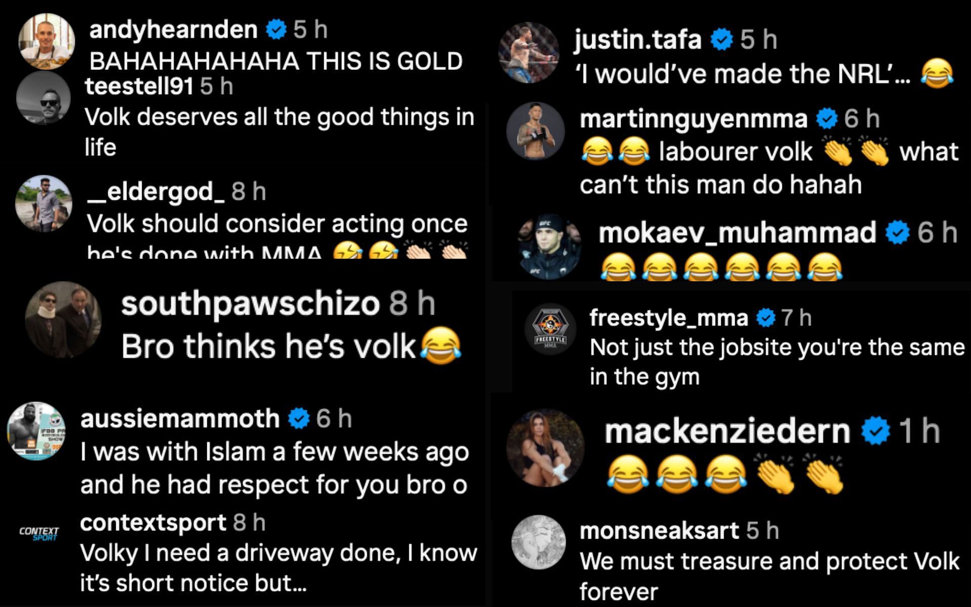 Fans and fighters react to Alexander Volkanovski&#039;s skit. [via Instagram]