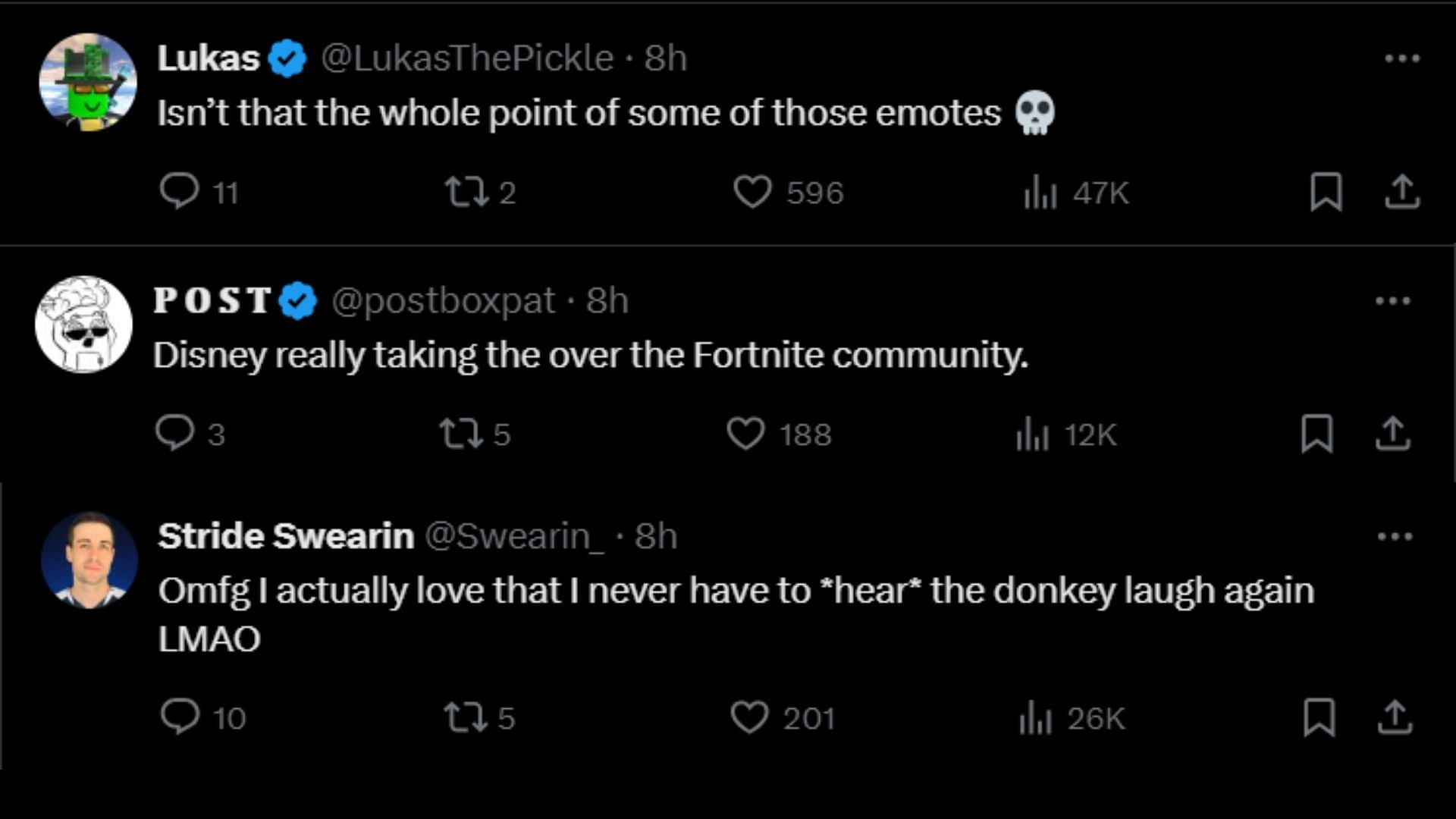 Comments from the Fortnite community (Image via X)