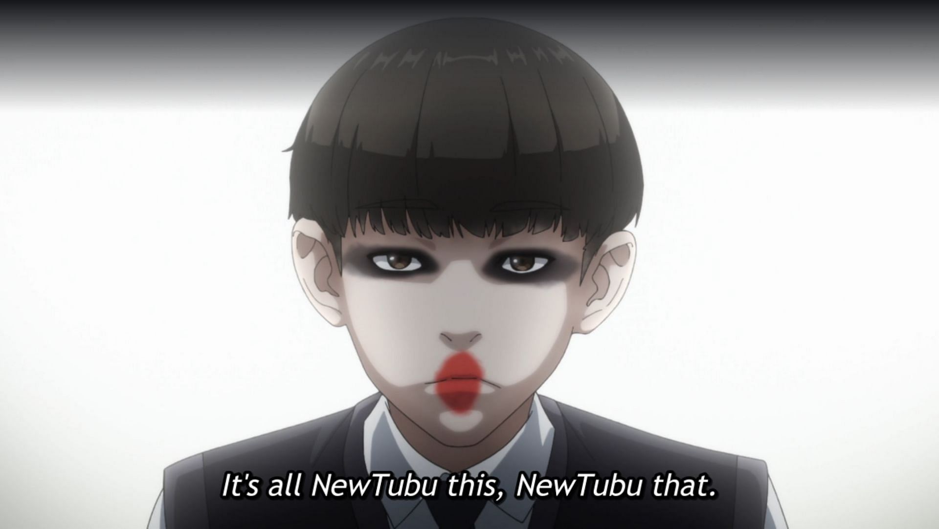 Viral Hit Episode 1: Hobin Yu in makeup, expressing distaste for NewTubu (Image via Okuruto Noboru)