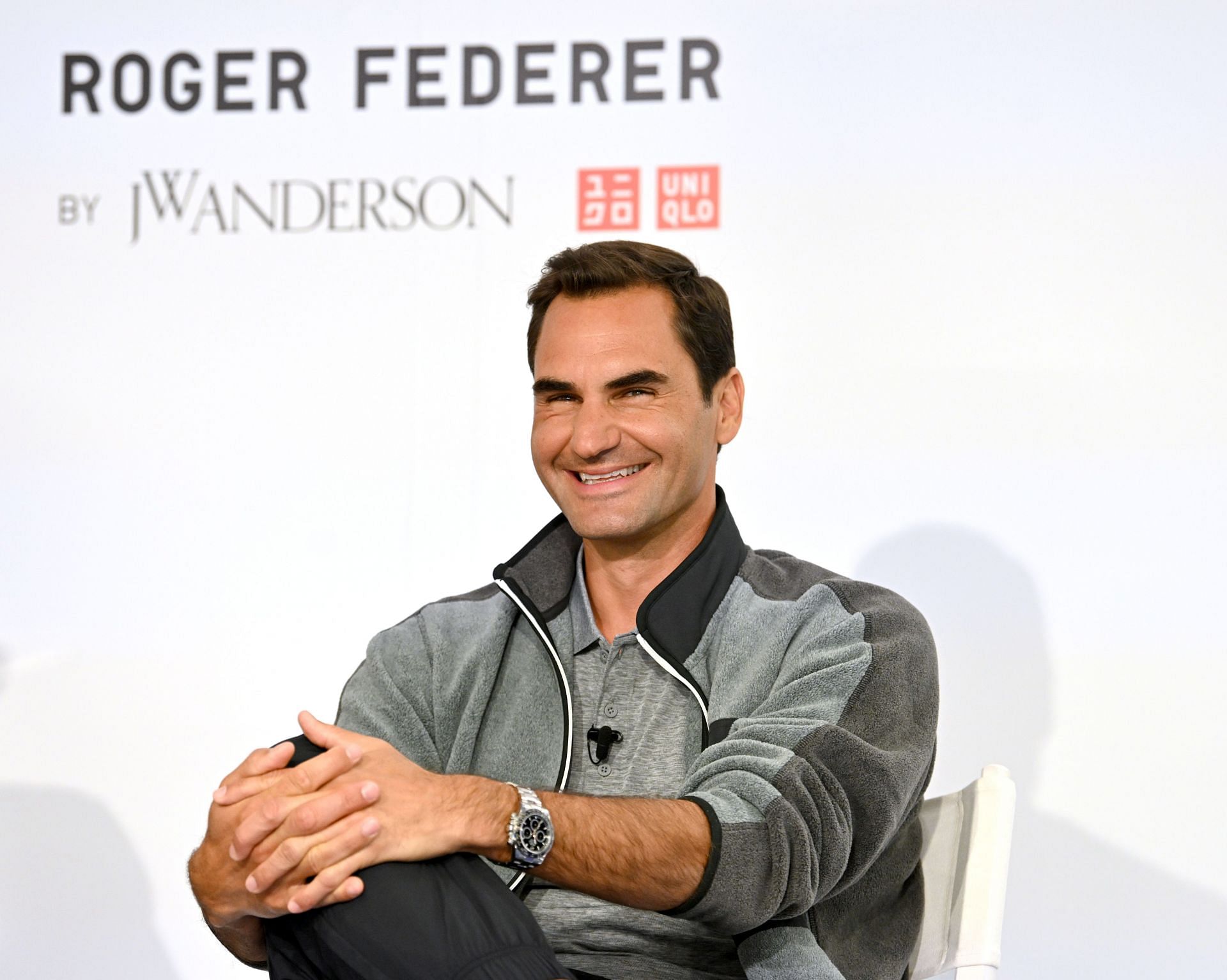 Roger Federer at the launch of his new UNIQLO collection