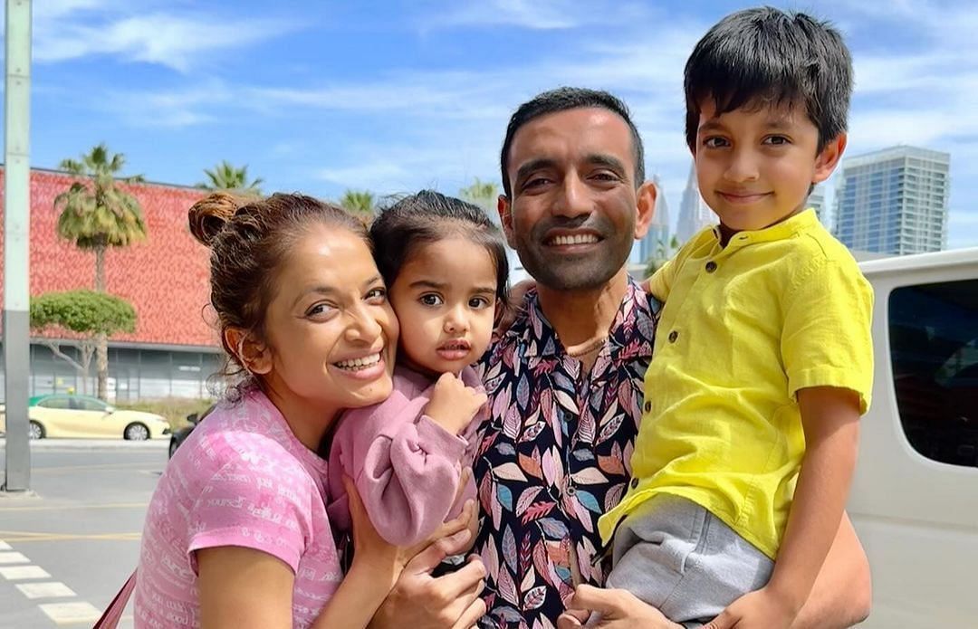 Robin Uthappa with his family 