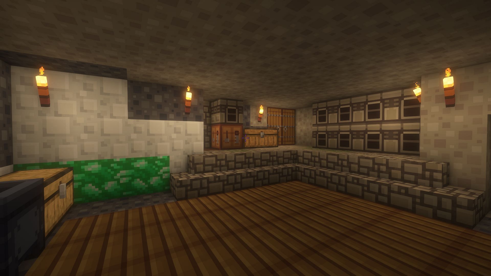 A Minecraft survival base with the BlockPixel texture pack (Image via Mojang)