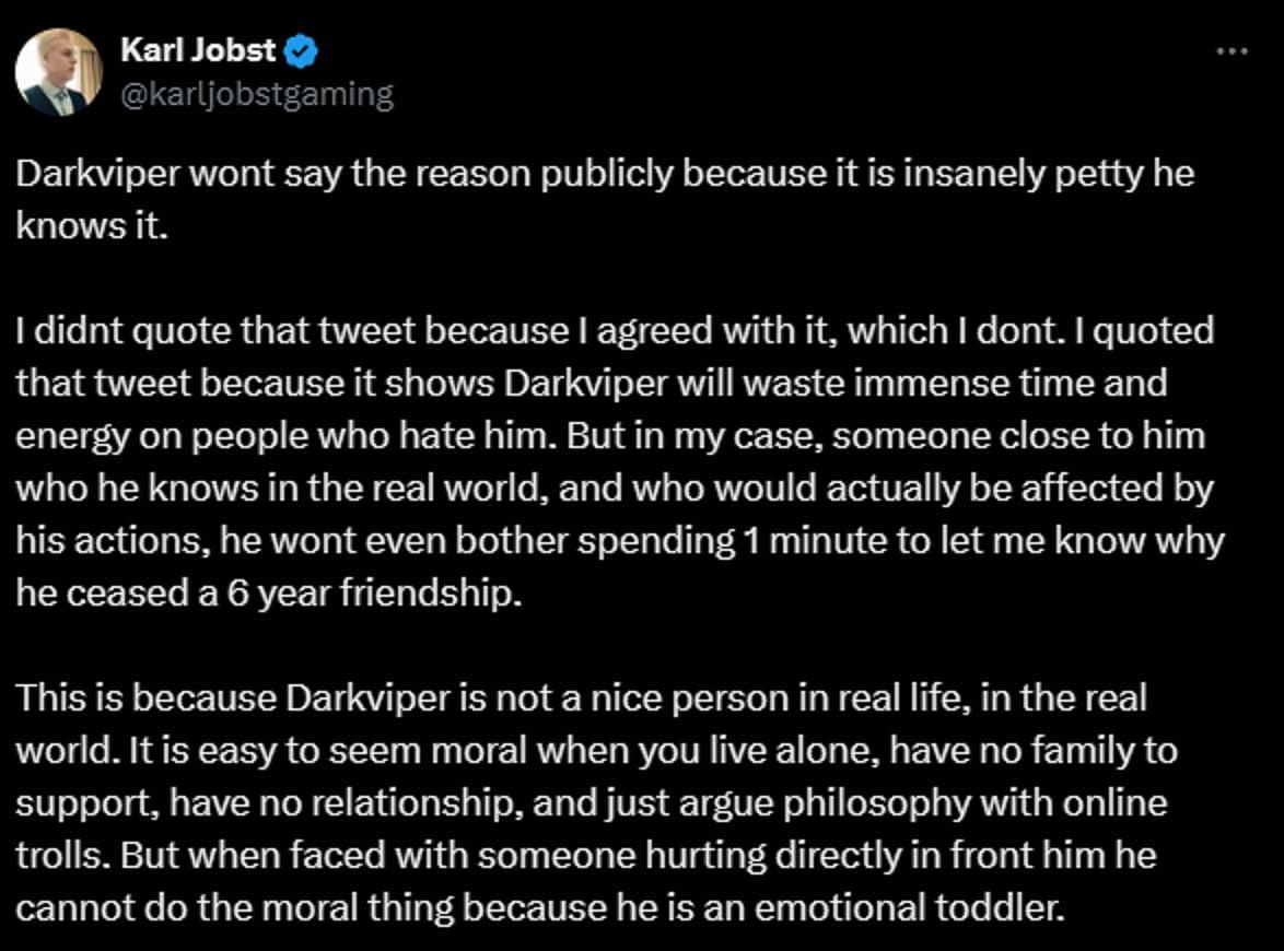 Karl Jobst fires back at Matthew after his response on Reddit (Image via X)