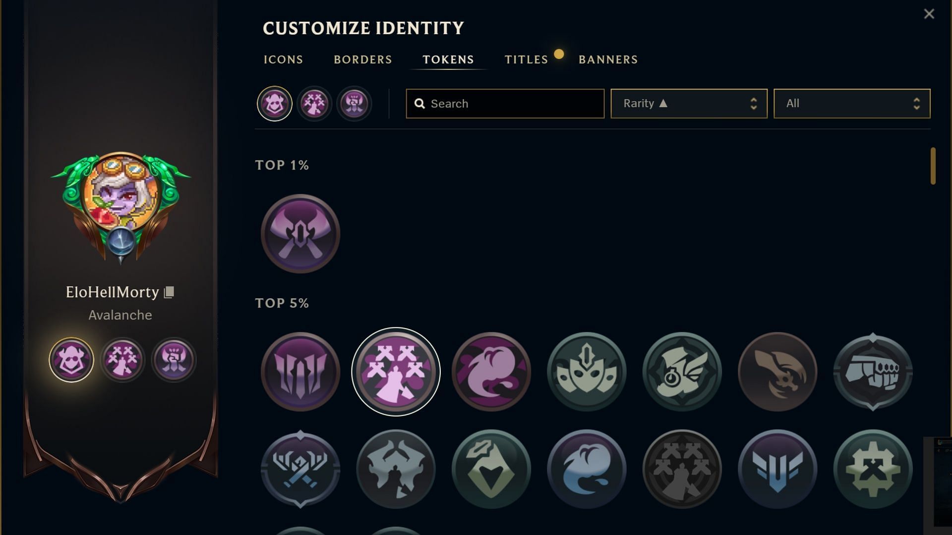 Challenge Tokens changes in the Profile menu (Image via Riot Games)
