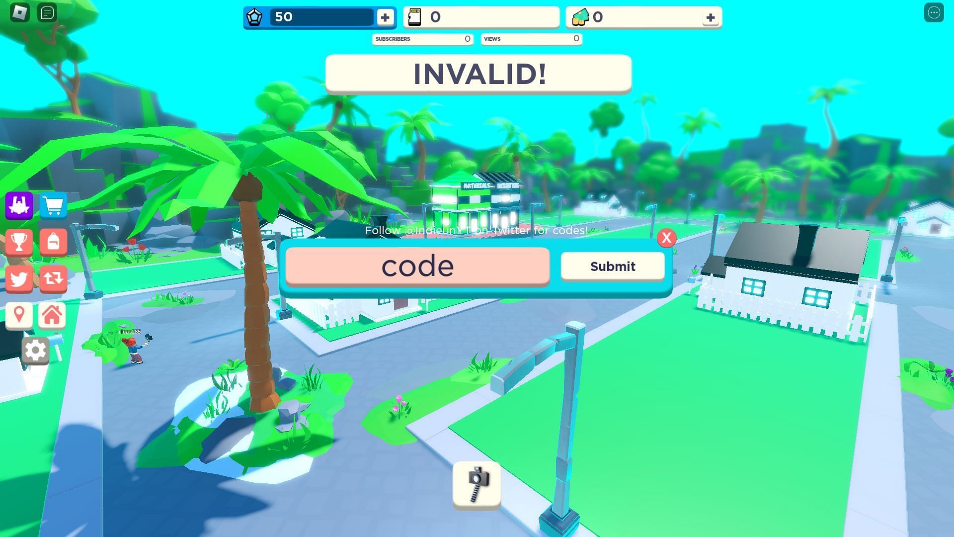 Troubleshooting codes for YouTube Simulator X (Image via Roblox)