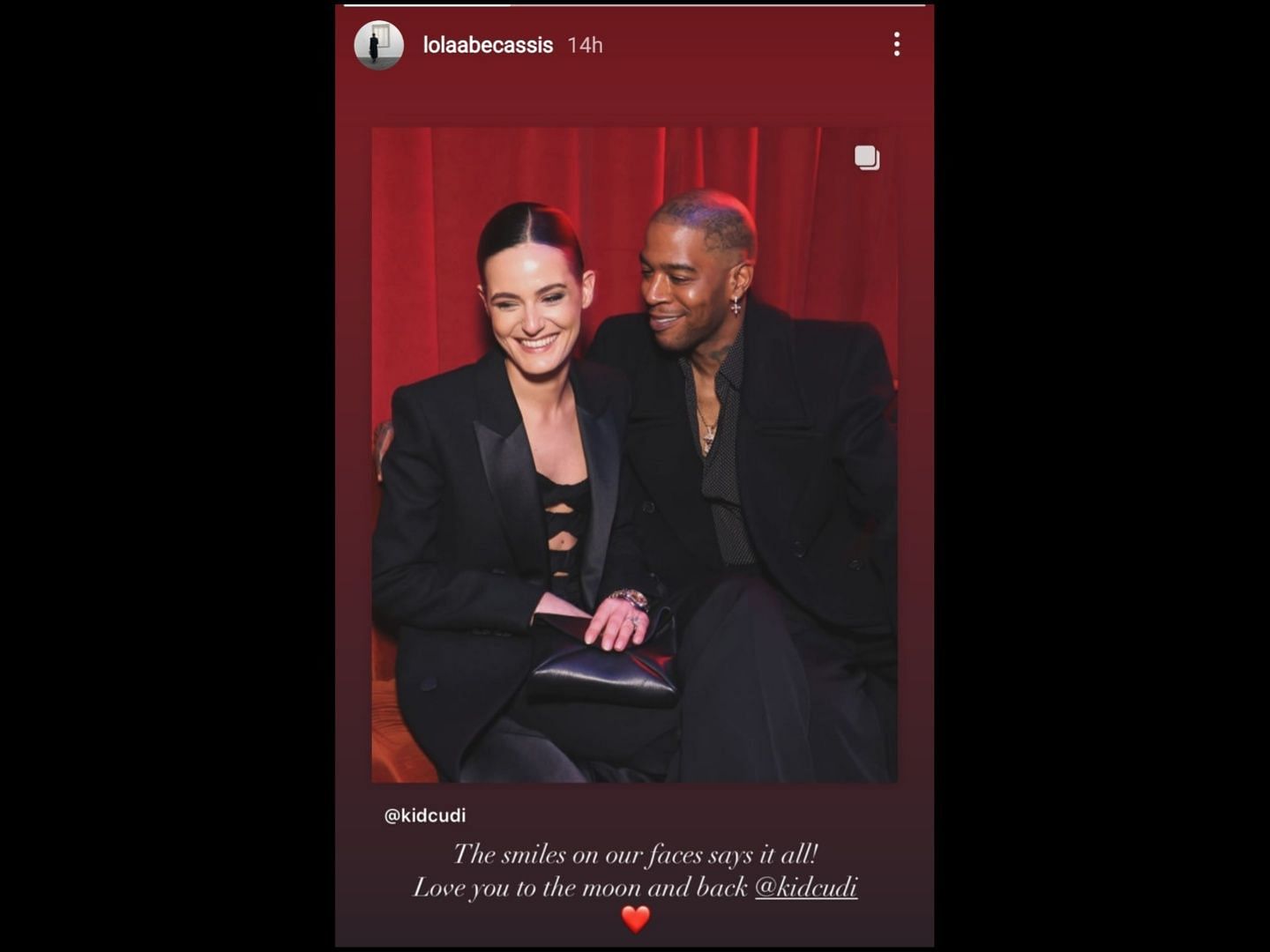 Lola Abecassis Sartore shares Cudi&#039;s post on her Instagram story. (Image via Instagram/@lolaabecassis)