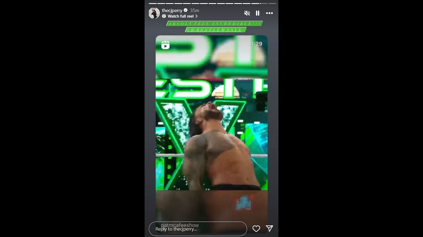 CJ Perry shared the above reel on her Instagram story