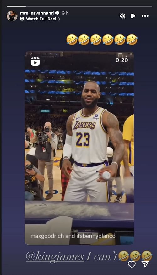 Savannah James had a good laugh at Benny Blanco's edit featuring LeBron James