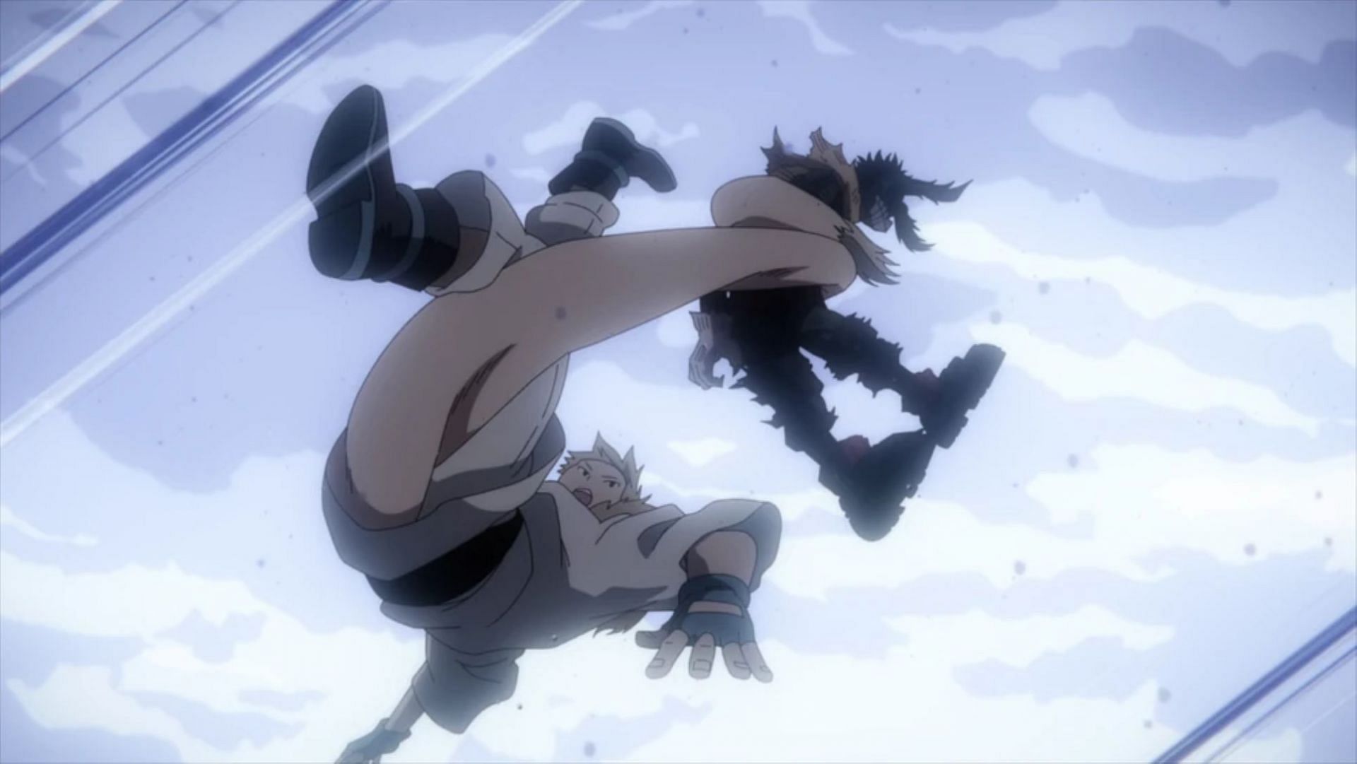 Ojiro catching Deku in mid-air (Image via Studio Bones)