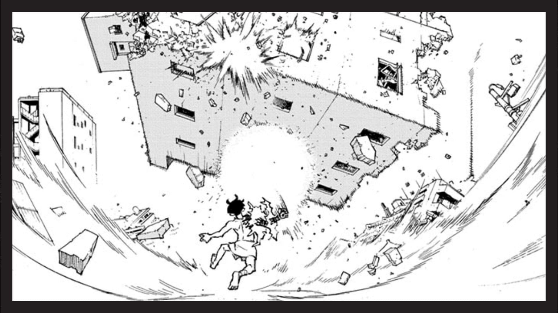 Hibaru punches away a building in Negai no Astro chapter 1 (Image via Ken Wakui/Shueisha)