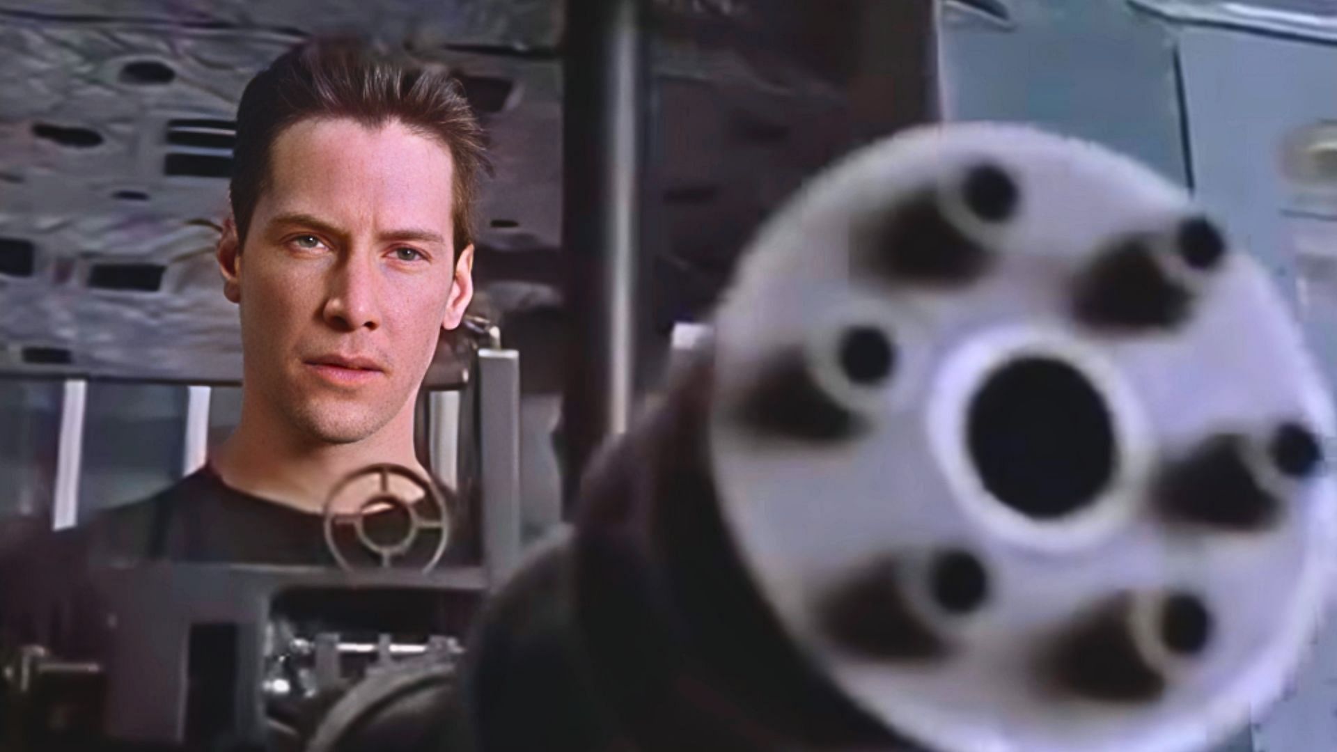 Keanu Reeves was 35 years old when The Matrix was released in 1999 (Image via YouTube/Rotten Tomatoes Classic Trailers, 1:54)