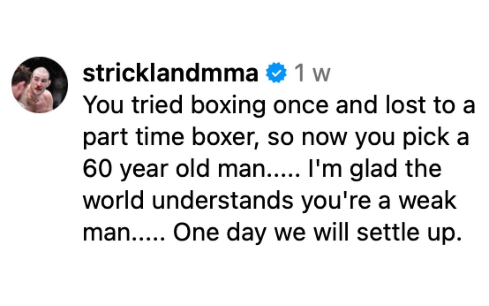 Strickland blasts Paul for taking on Tyson. [via Instagram]