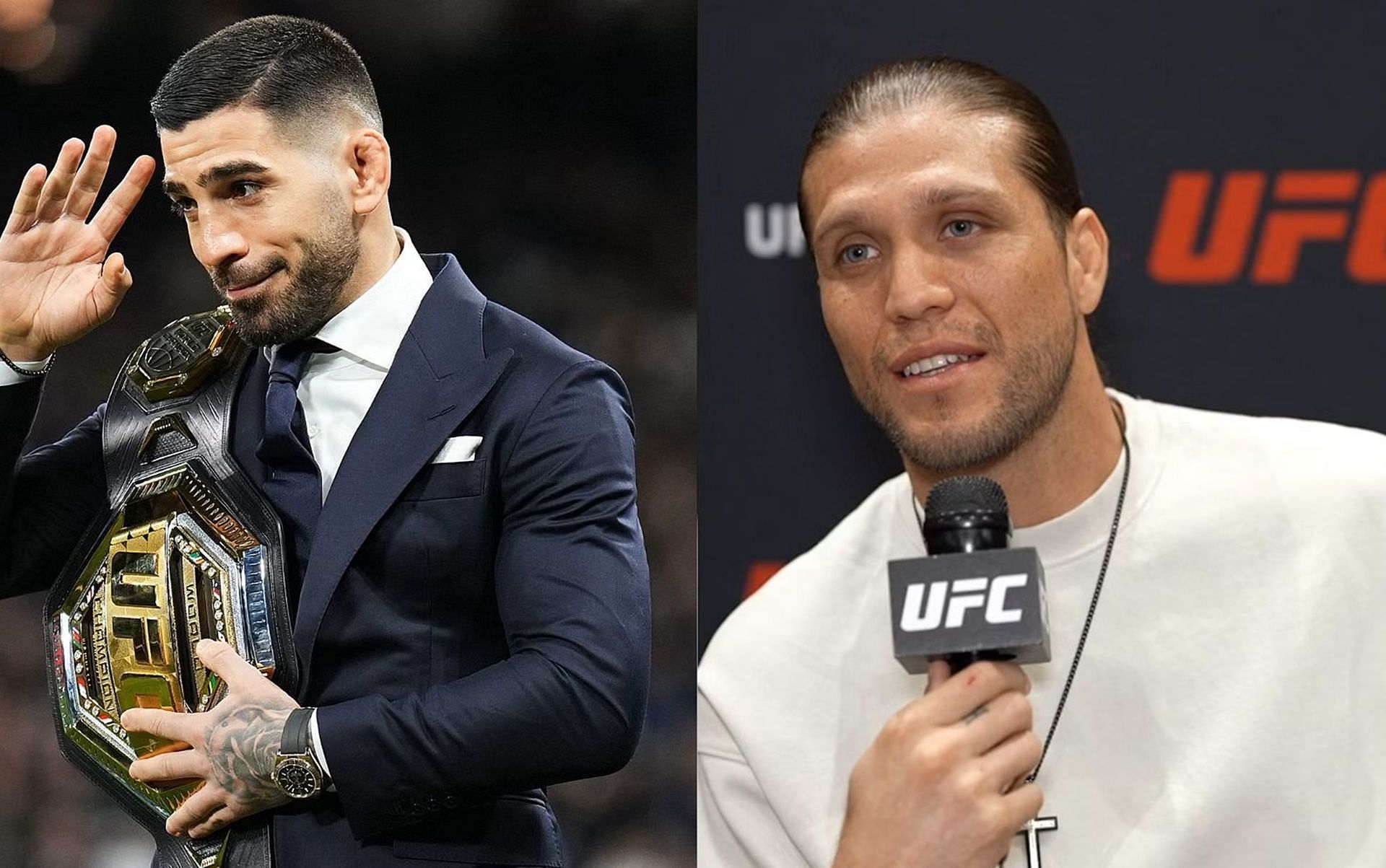 Brian Ortega (right) is open to fighting Ilia Topuria (left) in Spain [Images via UFC.com and Getty Images]