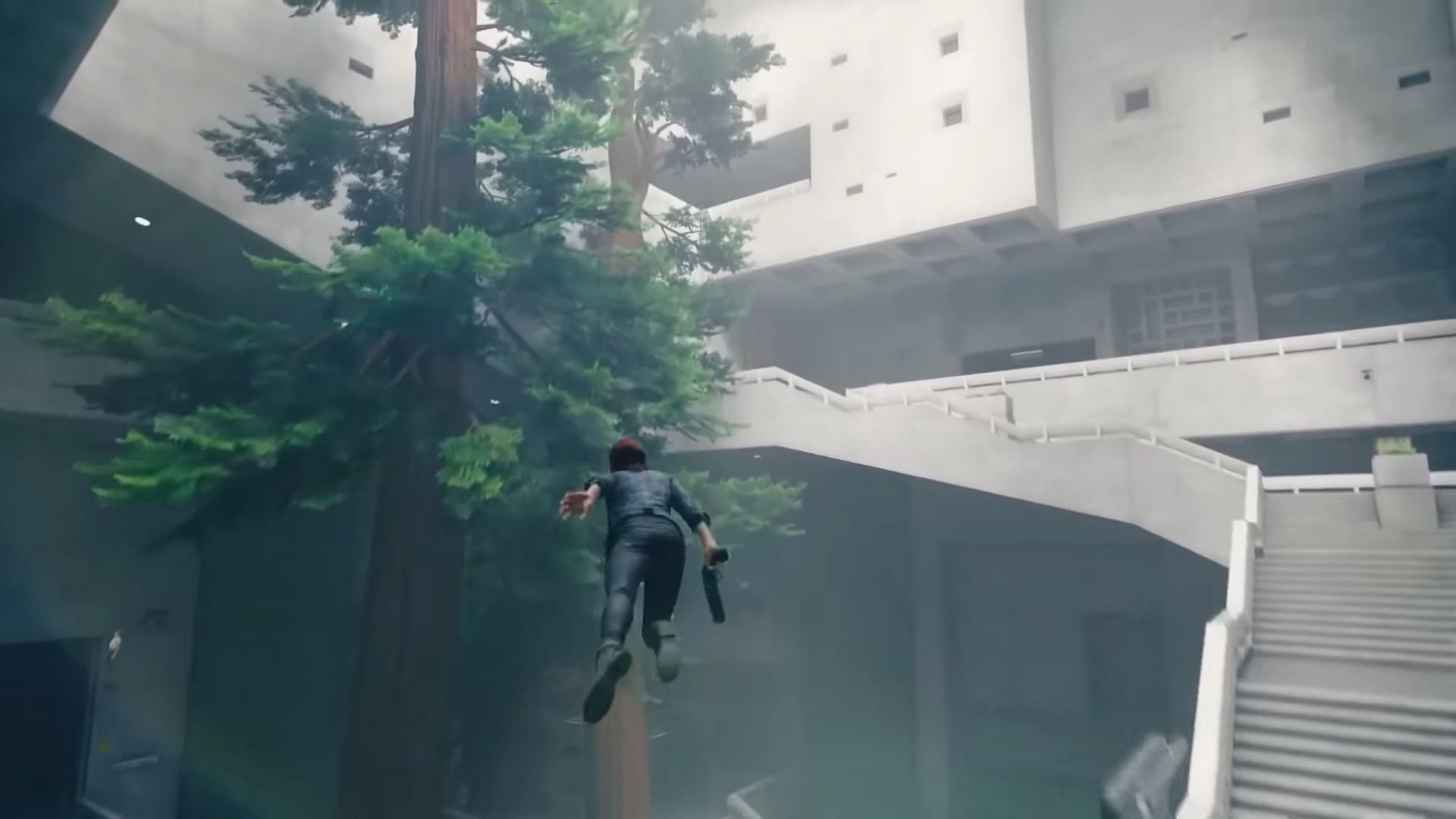 Jesse levitates through the Research Sector in the Control game (Image via Remedy Entertainment)