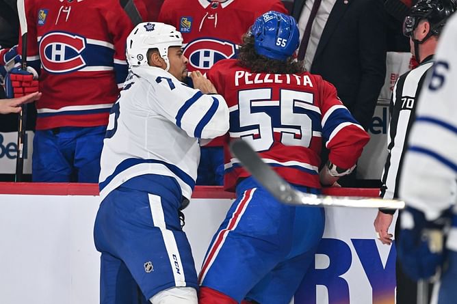 Watch: Ryan Reaves knocks down Michael Pezzetta with heavy right blows in Leafs-Canadiens showdown