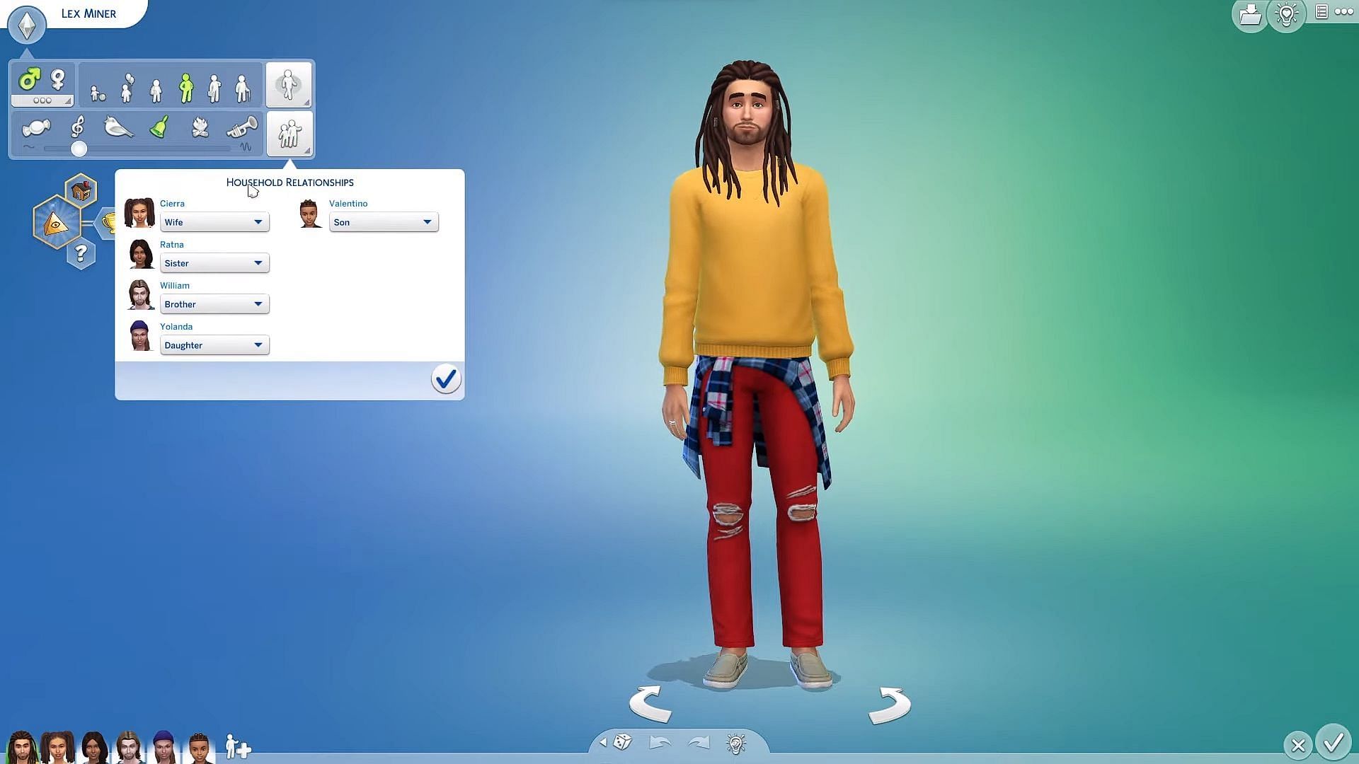 Editing relationships in the CAS mode (Image via Electronic Arts || YouTube-How To Sims)