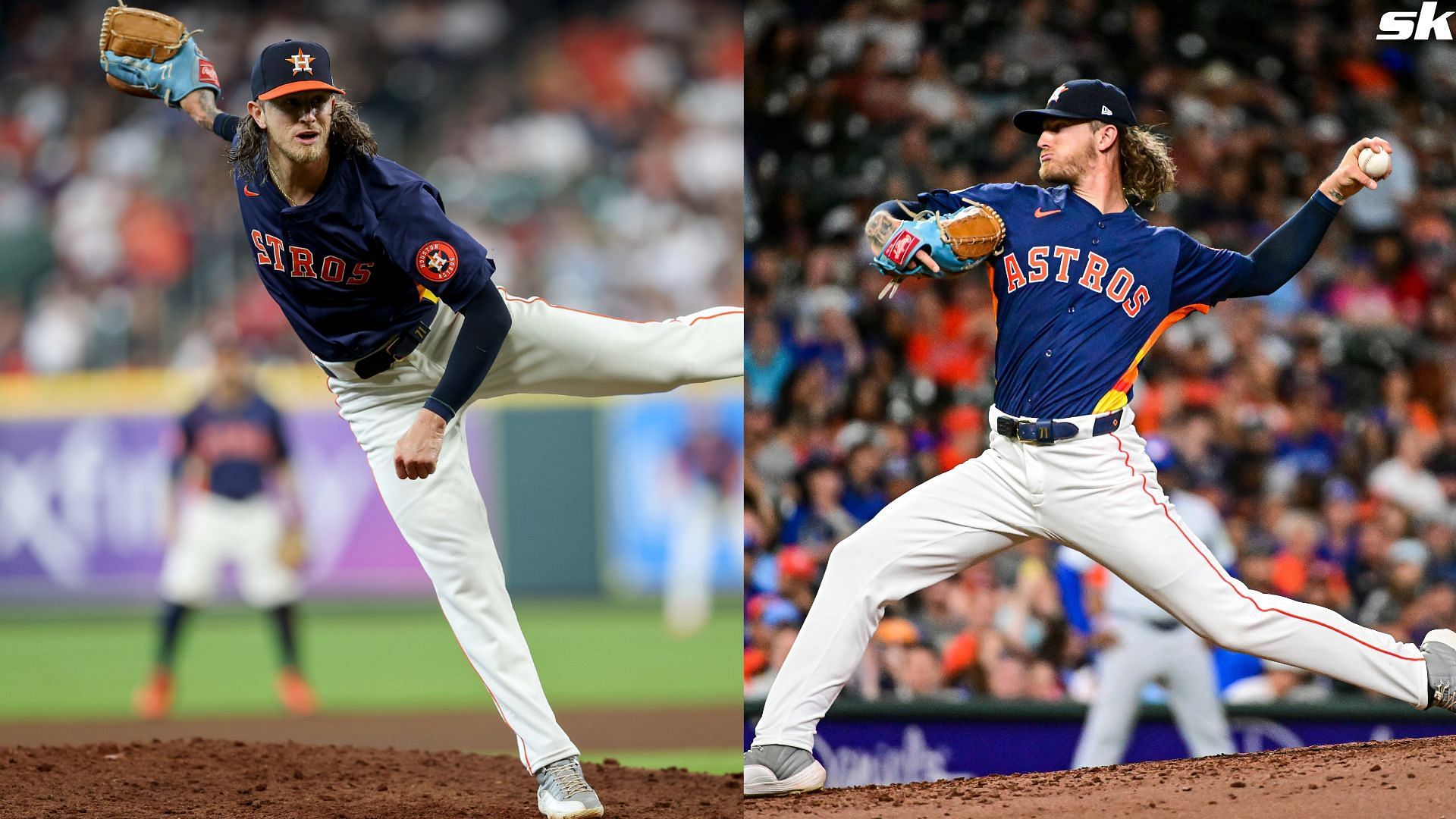 Josh Hader of the Houston Astros pitches in the ninth inning against the Toronto Blue Jays at Minute Maid Park