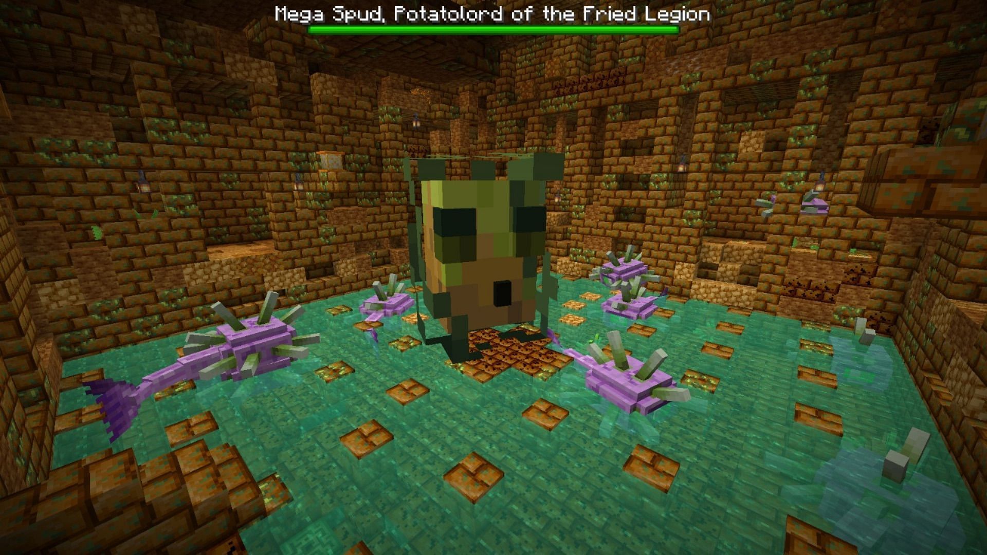 The potato boss in Poisonous Potato dimension. (Image via Mojang Studios)