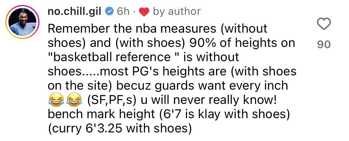Gilbert Arenas posts an interesting comment about the NBA&#039;s alleged height deception