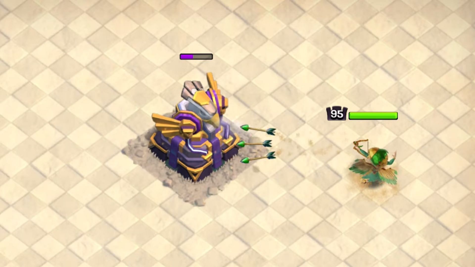 Queen attacking village&#039;s defense. (Image via Supercell)