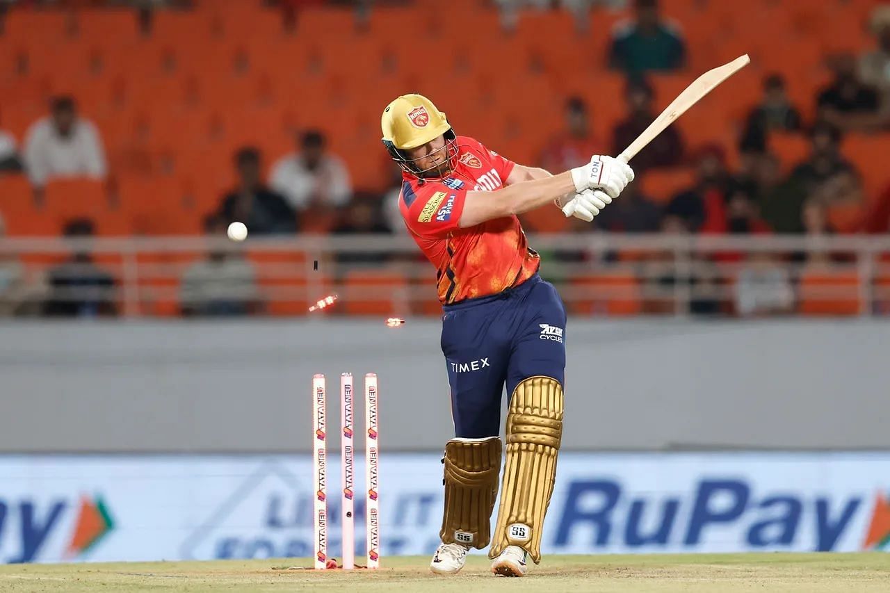 Jonny Bairstow was bowled while attempting an ugly hoick. [P/C: iplt20.com]