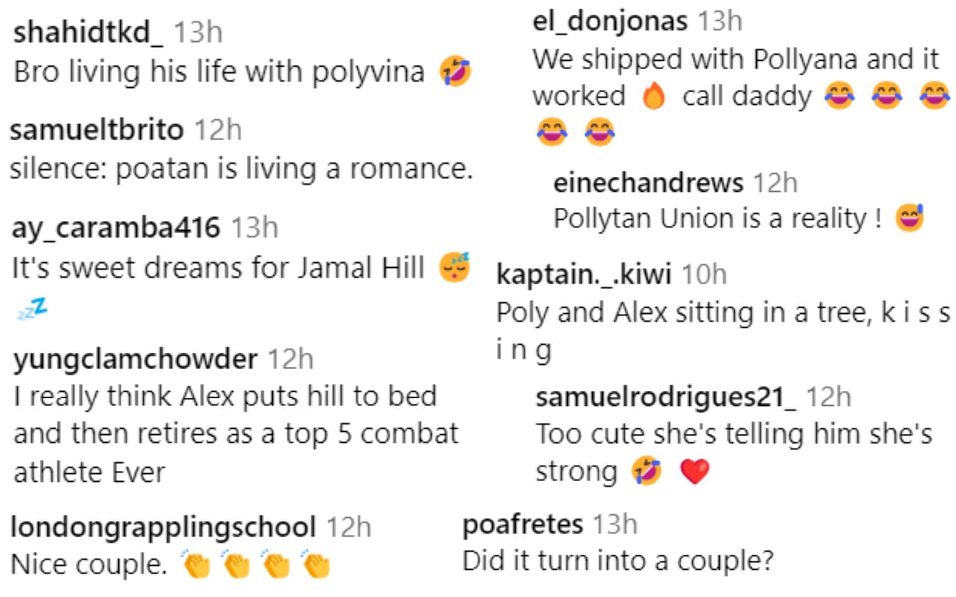 Screenshot of fan reactions to Alex Pereira&#039;s post on Instagram