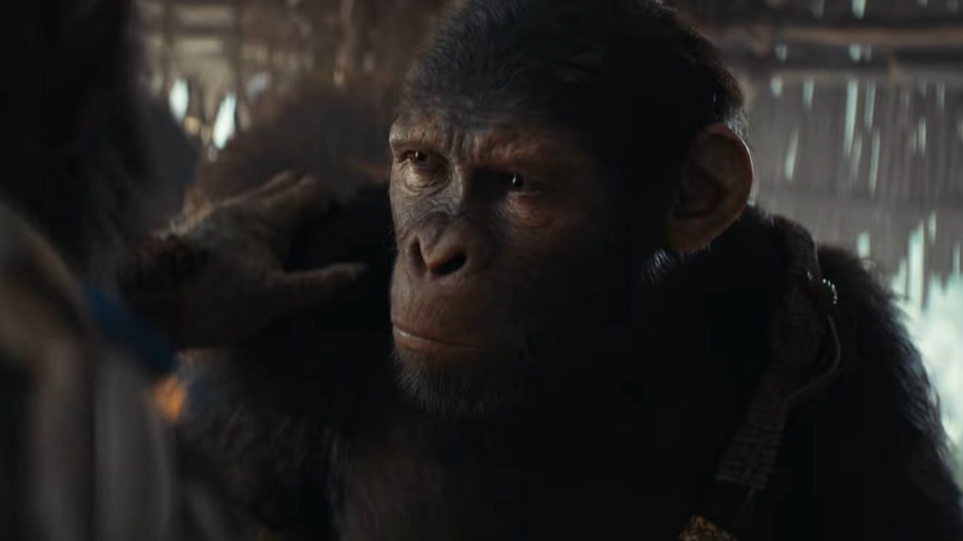 A still from Kingdom of the Planet of the Apes (Image via 20th Century Studios, Kingdom of the Planet of the Apes final trailer, 00:25)