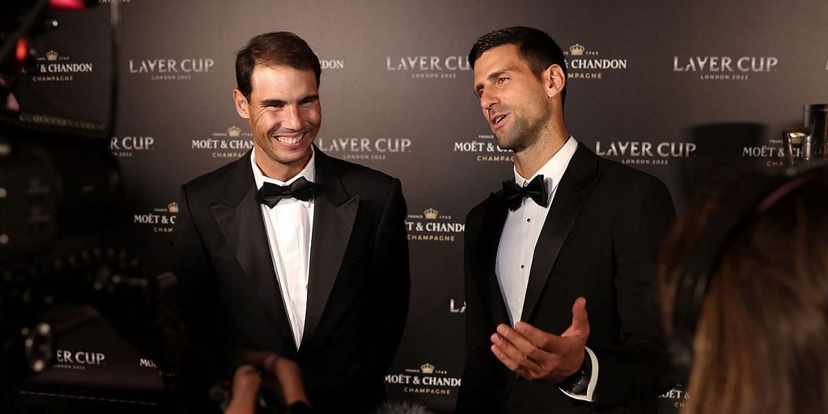 Rafael Nadal and (right) Novak Djokovic