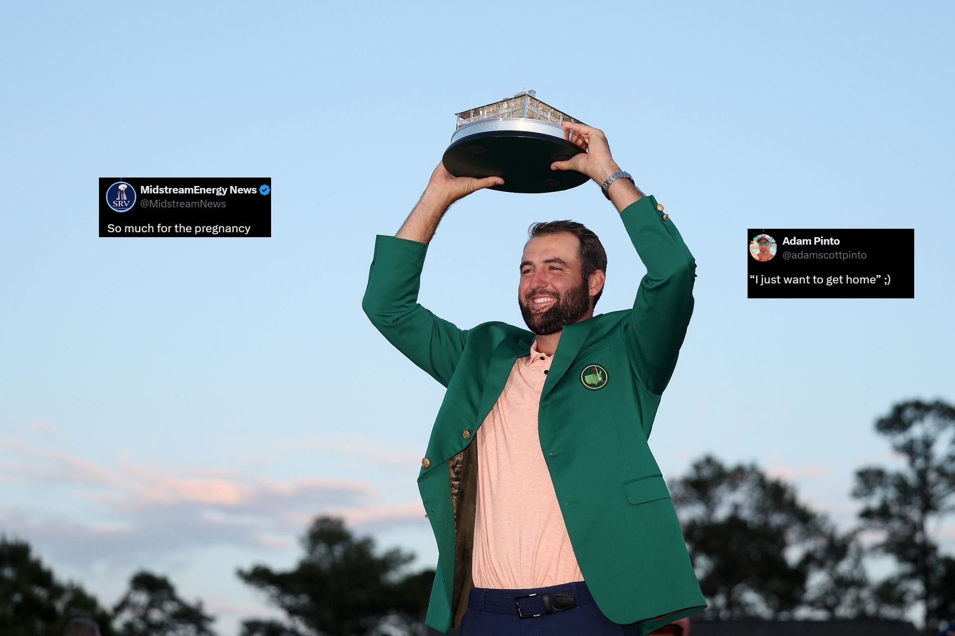 Scottie Scheffler poses with trophy after winning the Masters