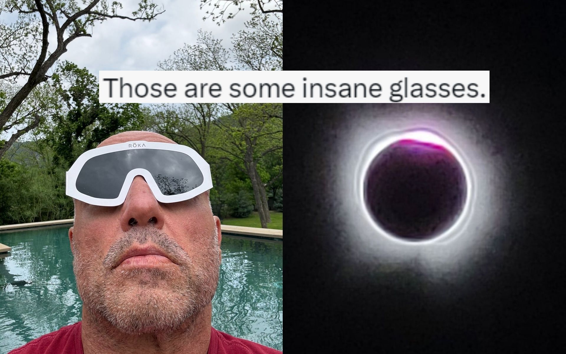 Like many, Joe Rogan is excited to see the rare Solar Eclipse. [Images via @JoeRogan and @Michaelwx6 on X]