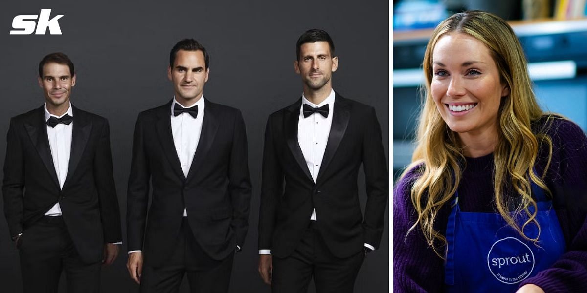 (Left to Right) Rafael Nadal, Roger Federer, Novak Djokovic, Danielle Collins 