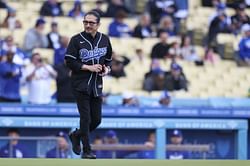 WATCH: Shogun fame Hiroyuki Sanada poses with Dodgers ace Yoshinobu Yamamoto after ceremonial first pitch