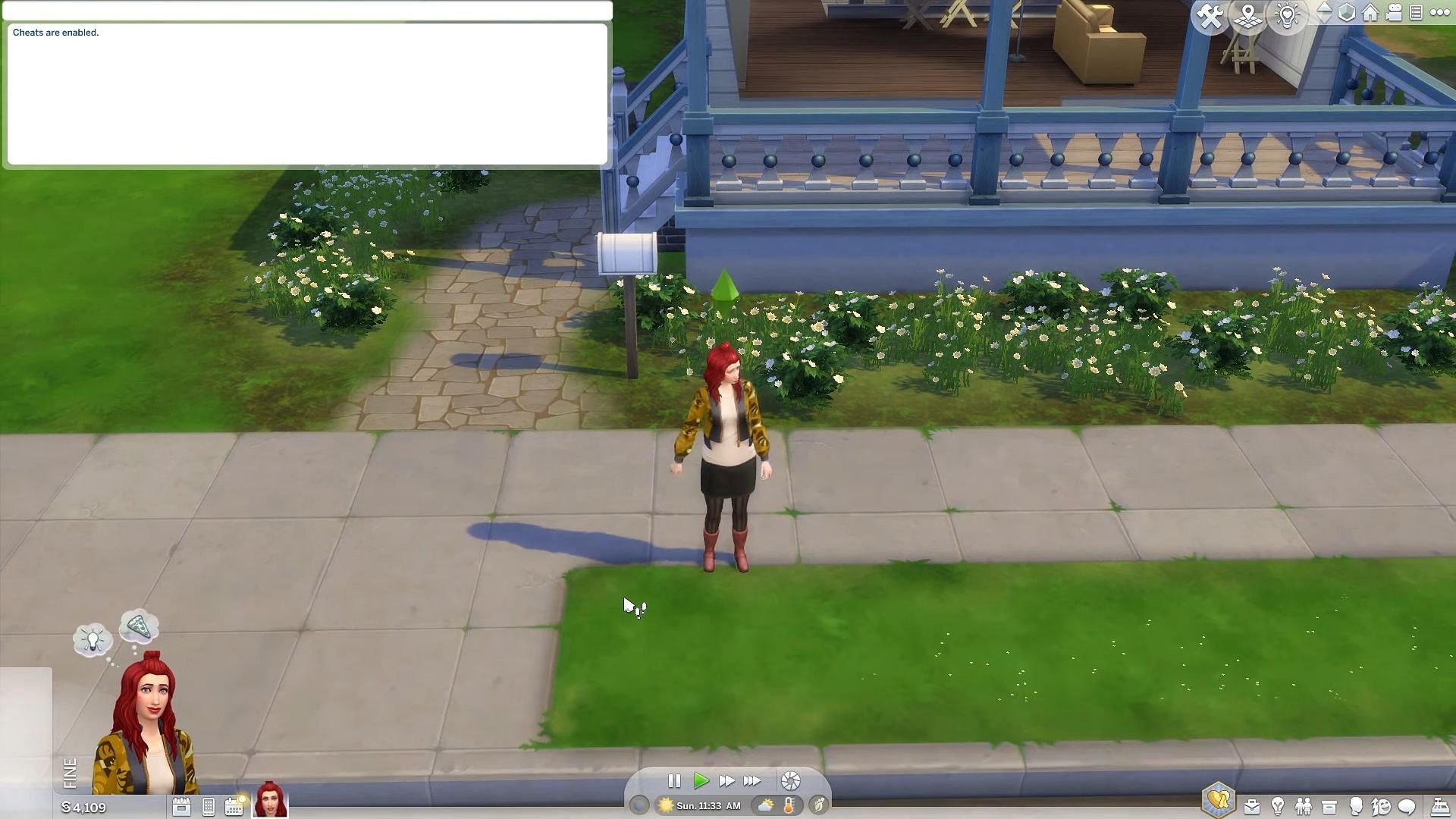 Enabling cheats (Image via YouTube/How to Sims)