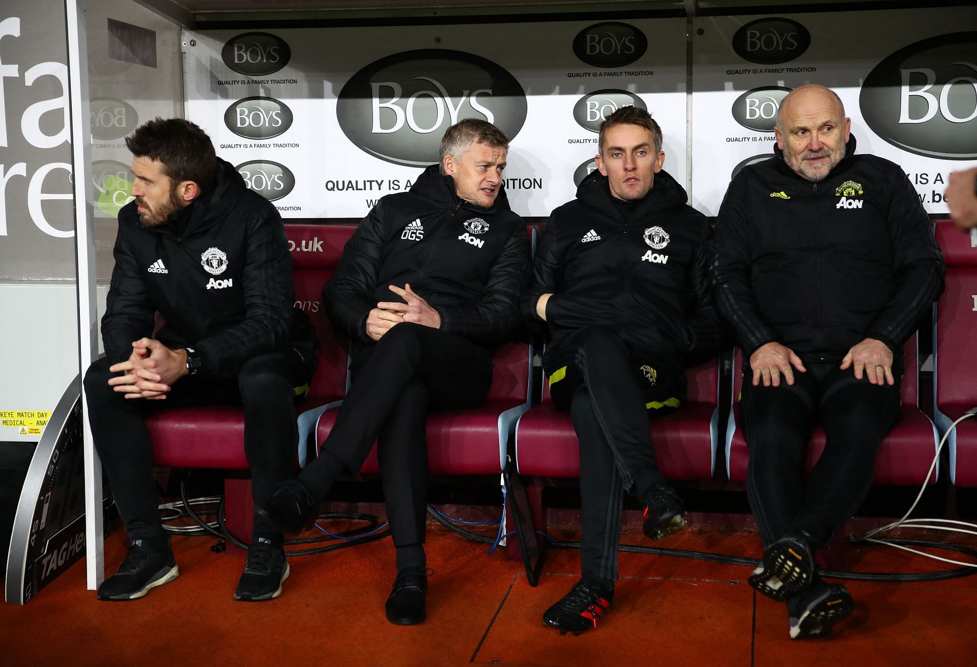 Ole Gunnar Solskjaer and Kieran McKenna (both middle) worked together for three years.