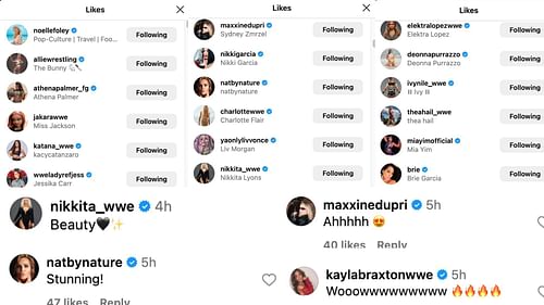 Stars react to Shotzi's post on Instagram.