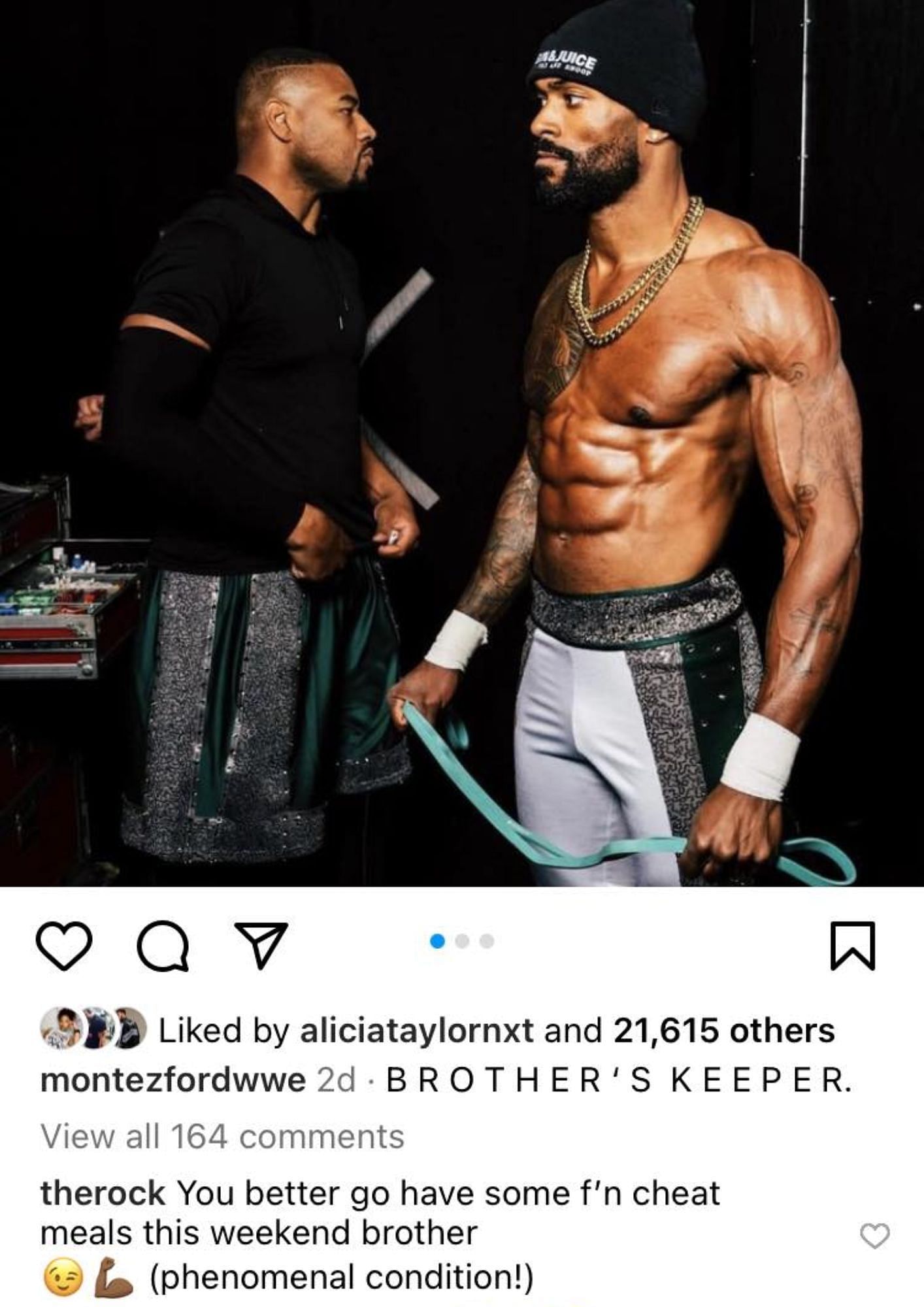 The Rock&#039;s comment on Montez Ford&#039;s Instagram post