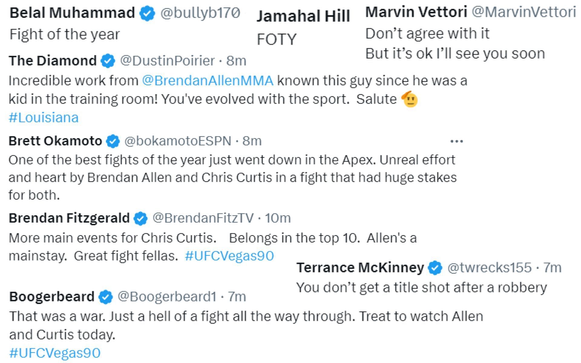 Fighters and MMA media react to Allen vs. Curtis 2