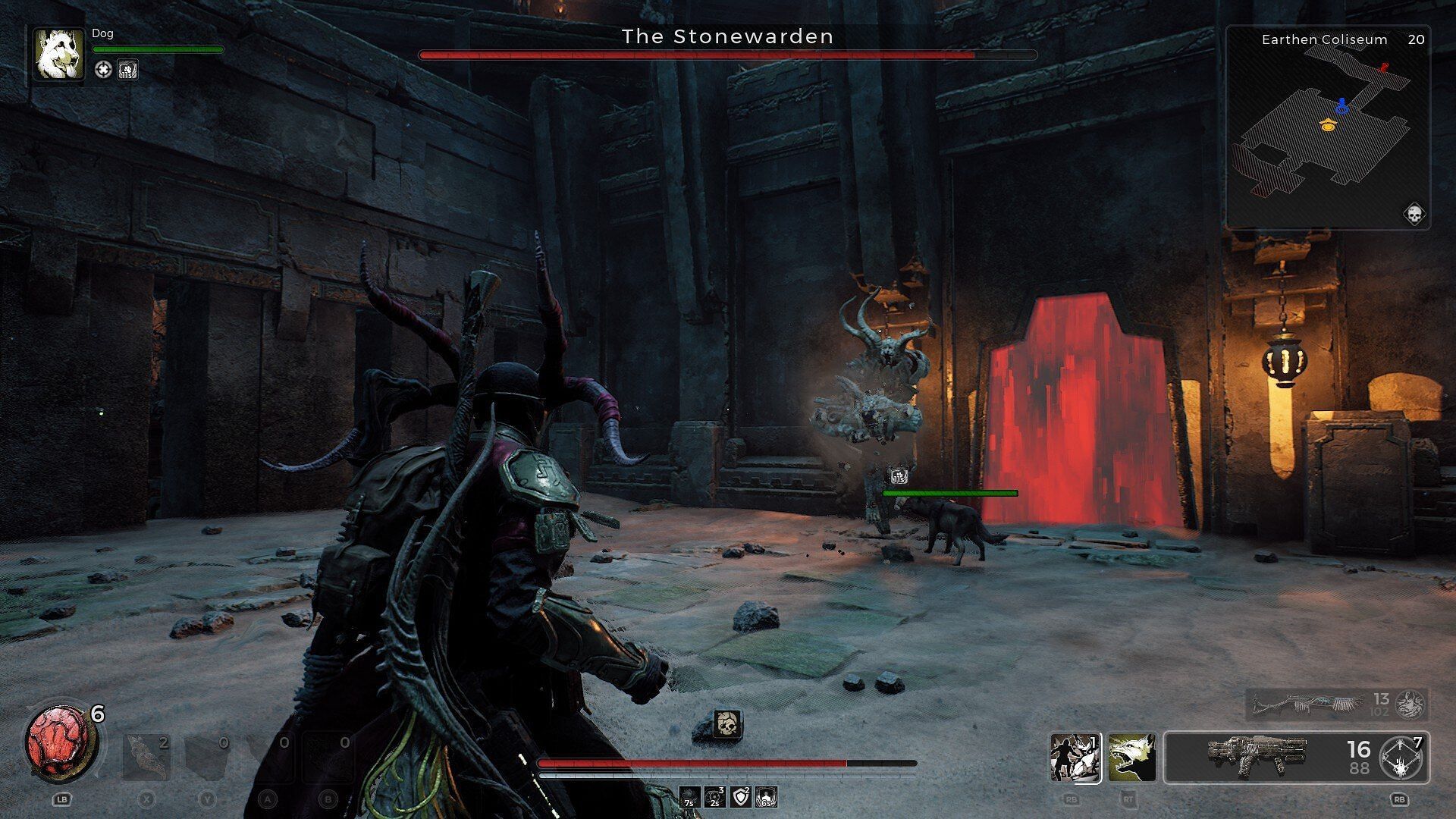 Even the early-dungeon bosses like the Stonewarden were quite challenging on Nightmare (Image via Gearbox Publishing)