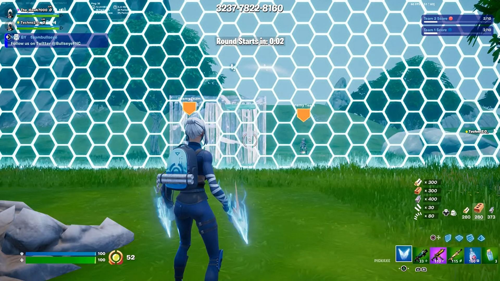 The map places a barrier between both teams before a round begins (Image via King Fortnite on YouTube)
