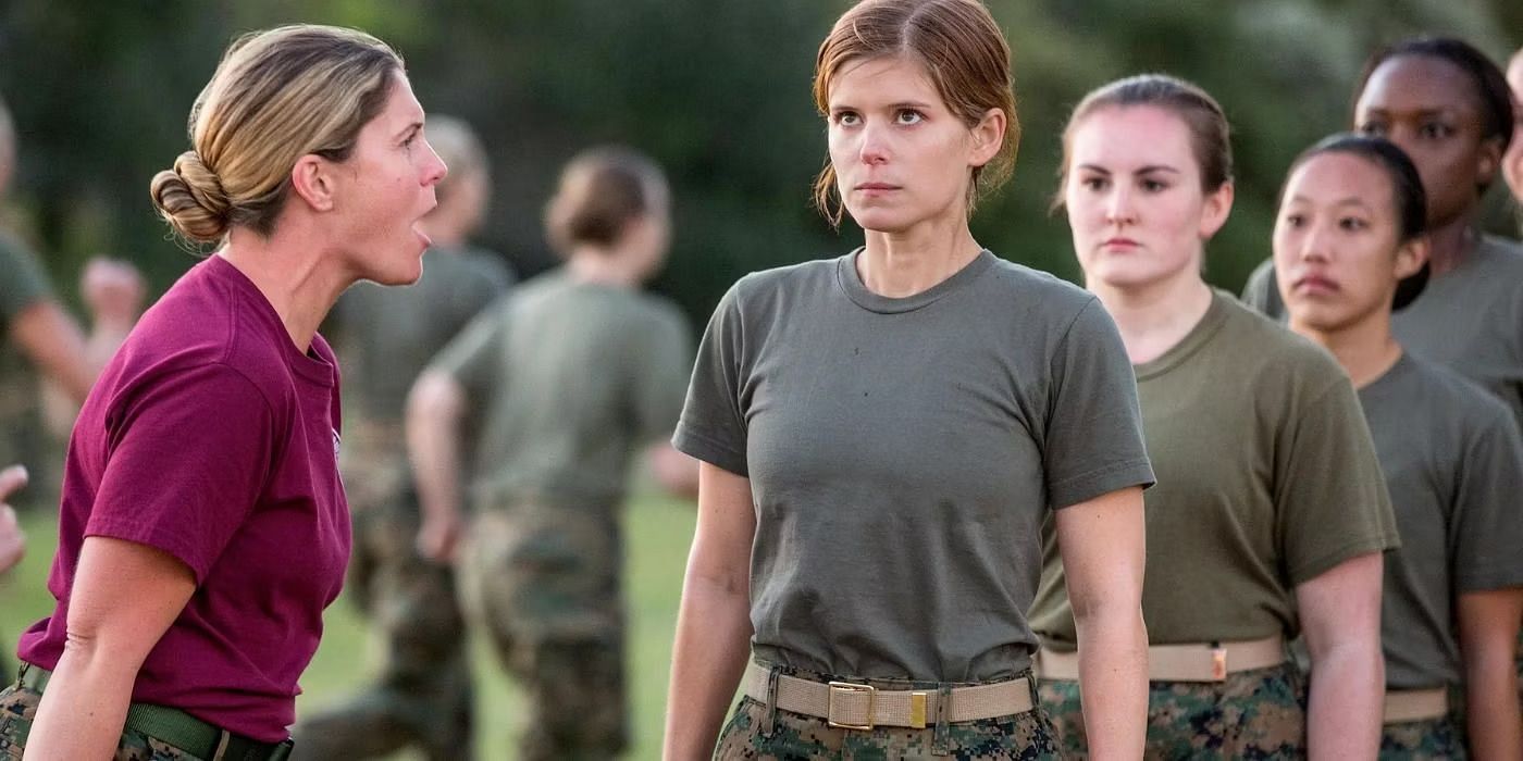 The real Megan Leavey as a drill sergeant in the film (Image via Netflix)