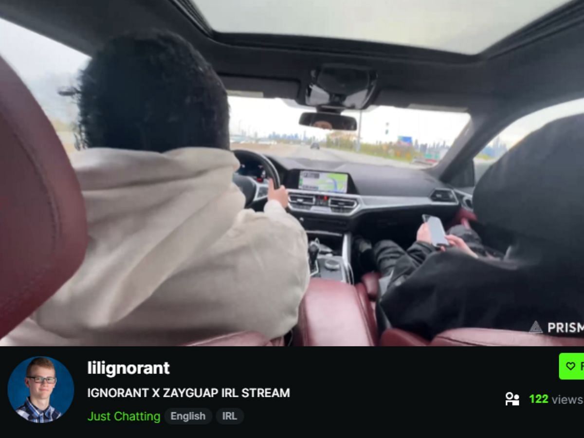 Kick streamer seen driving recklessly on the road (Image via Kick/lilignorant)