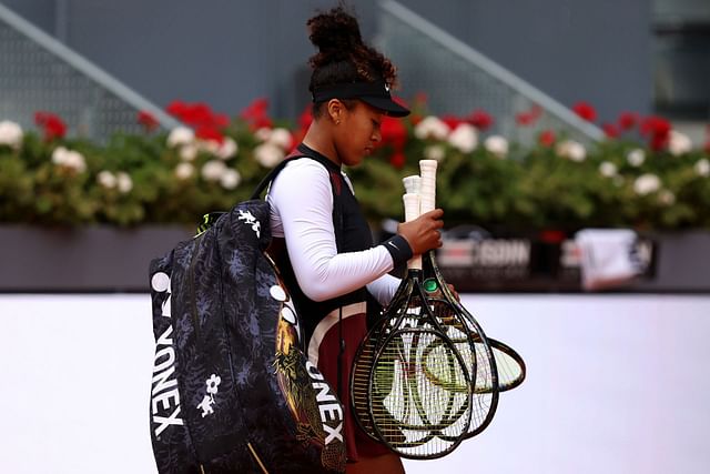 Naomi Osaka leaving the court after her loss to Liudmila Samsonova at the Mutua Madrid Open