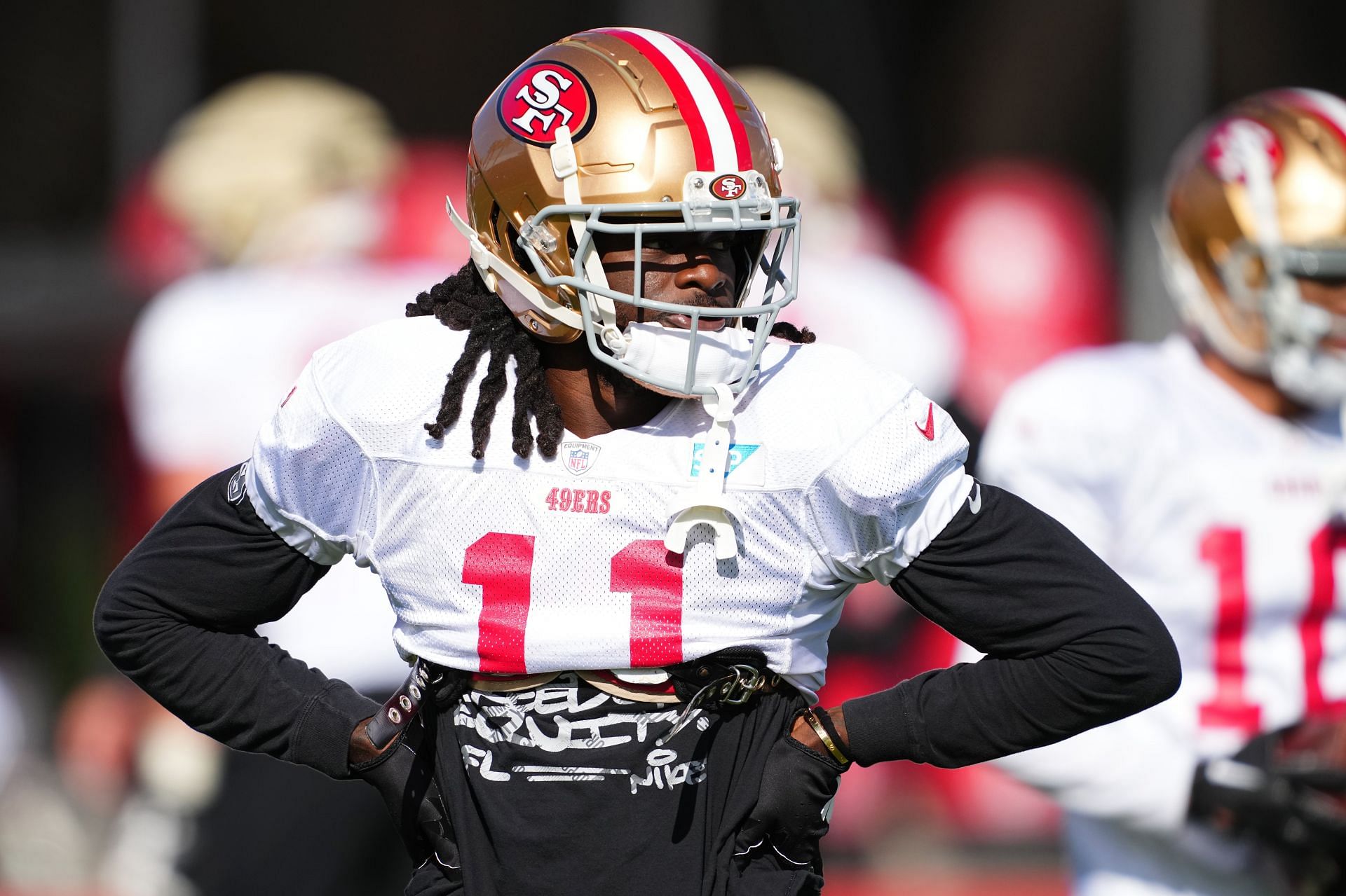 Brandon Aiyuk during Super Bowl LVIII: San Francisco 49ers Practice