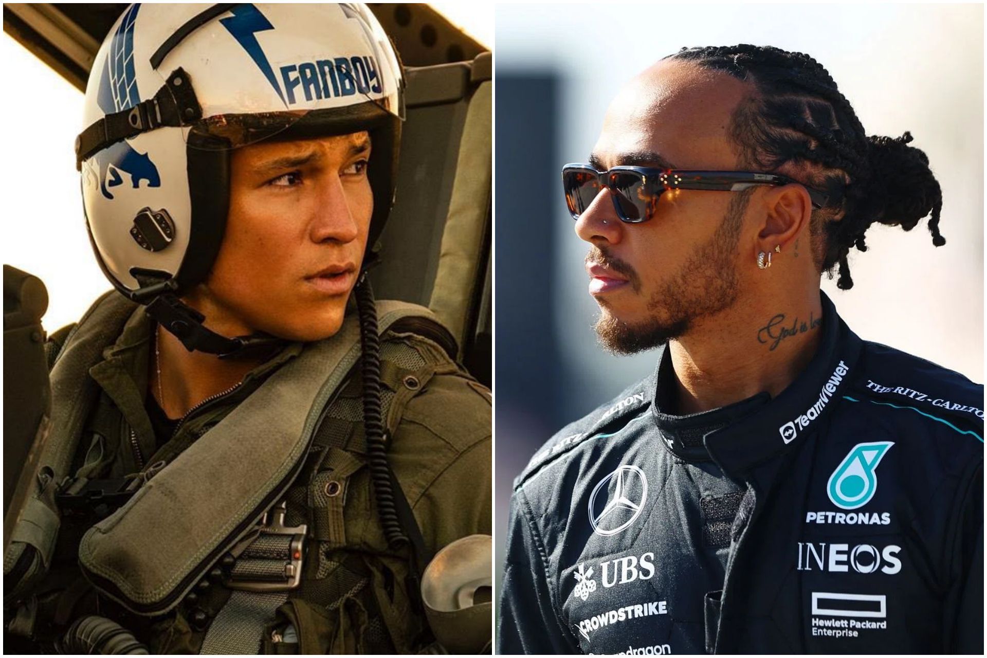 Danny Ramirez (L) and Lewis Hamilton (R) (Collage via Sportskeeda)